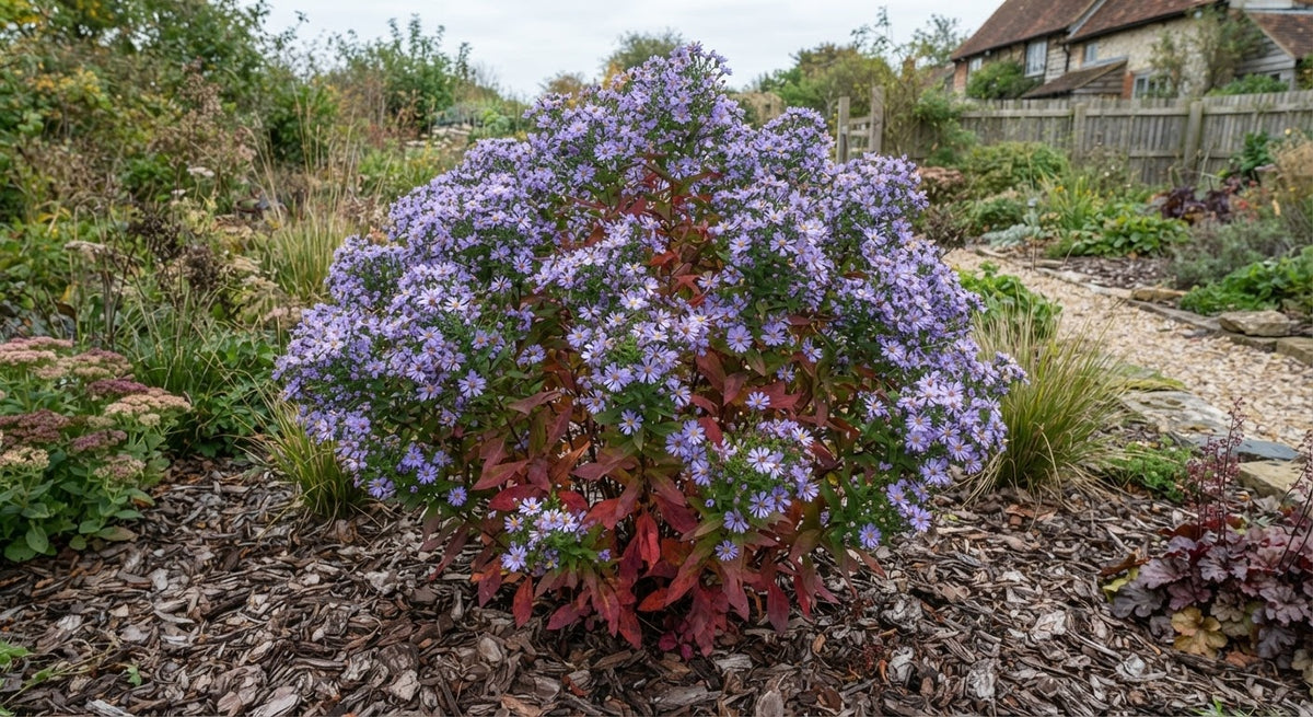 Symbolfoto / KI-Visualisierung: Aster ageratoides 'JS Eleven Purple' ®