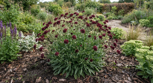 Symbolfoto / KI-Visualisierung: Knautia macedonica 'Mars Midget'